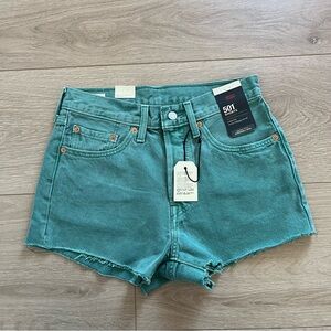 Levi's Women's Teal/Green Jean 501 Shorts Size 27